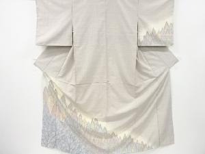 アンティーク　樹木模様織り出し手織り紬着物